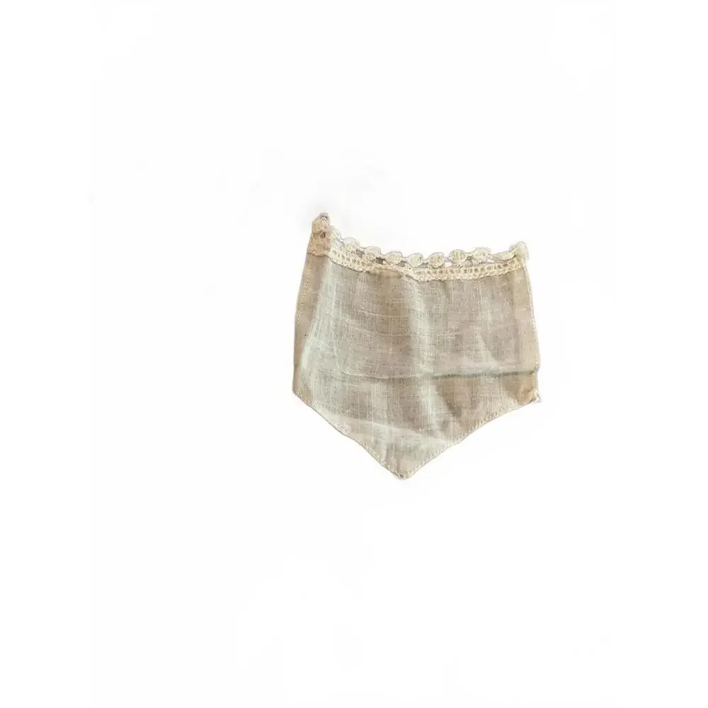 Vintage Ruffled Linen Apron with Pocket